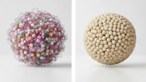 A side-by-side comparison. On the left, an 'SVF-Derived Organoid' is a complex sphere of pre-adipocytes, endothelial networks, and immune cells. On the right, an 'ADSC-Based Spheroid' is a uniform sphere of only pre-adipocytes.